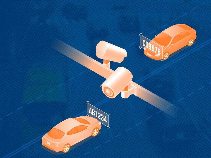 Illustration of cameras analyzing license plates