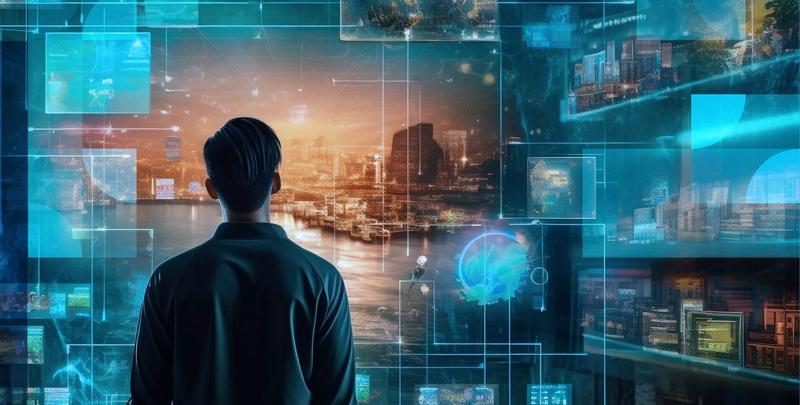 Illustration of a man seeing artificial intelligence